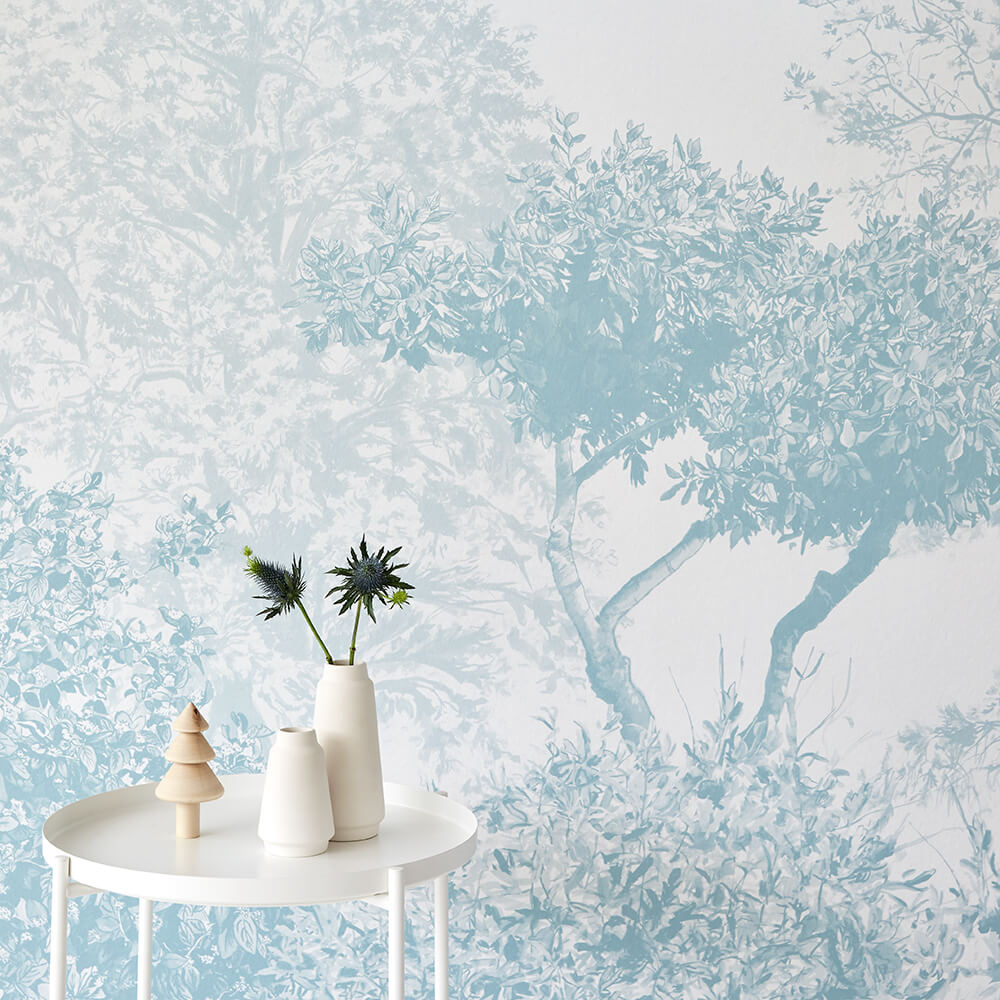 Classic Hua Trees Mural Wallpaper - Blue