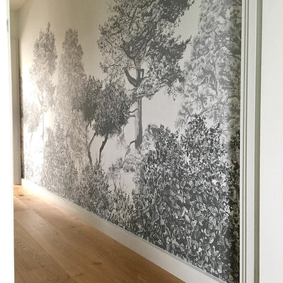 Classic Hua Trees Mural Wallpaper - Grey