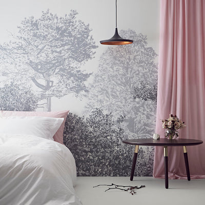 Classic Hua Trees Mural Wallpaper - Grey