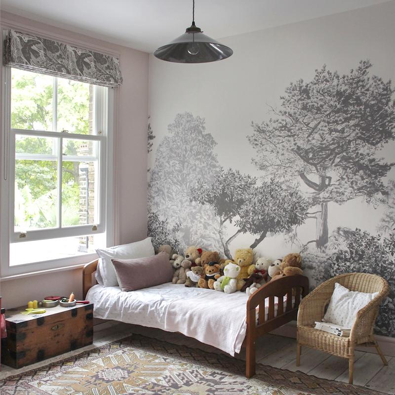 Classic Hua Trees Mural Wallpaper - Grey