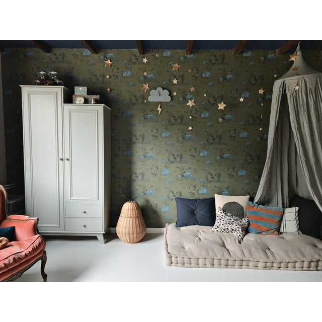 Classic Woodlands Wallpaper - Khaki Blue