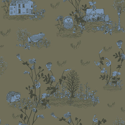 Classic Woodlands Wallpaper - Khaki Blue