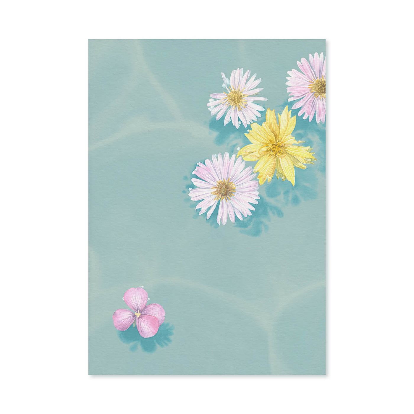 Floral Bath Mural Wallpaper - Blue