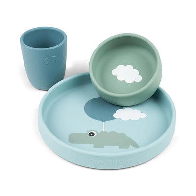 Silicone Dinner Time - Happy Clouds Blue-Silicone Dinner Sets-Done By Deer-Yes Bebe