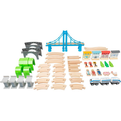 Bridge Building Wooden Toy Train Set