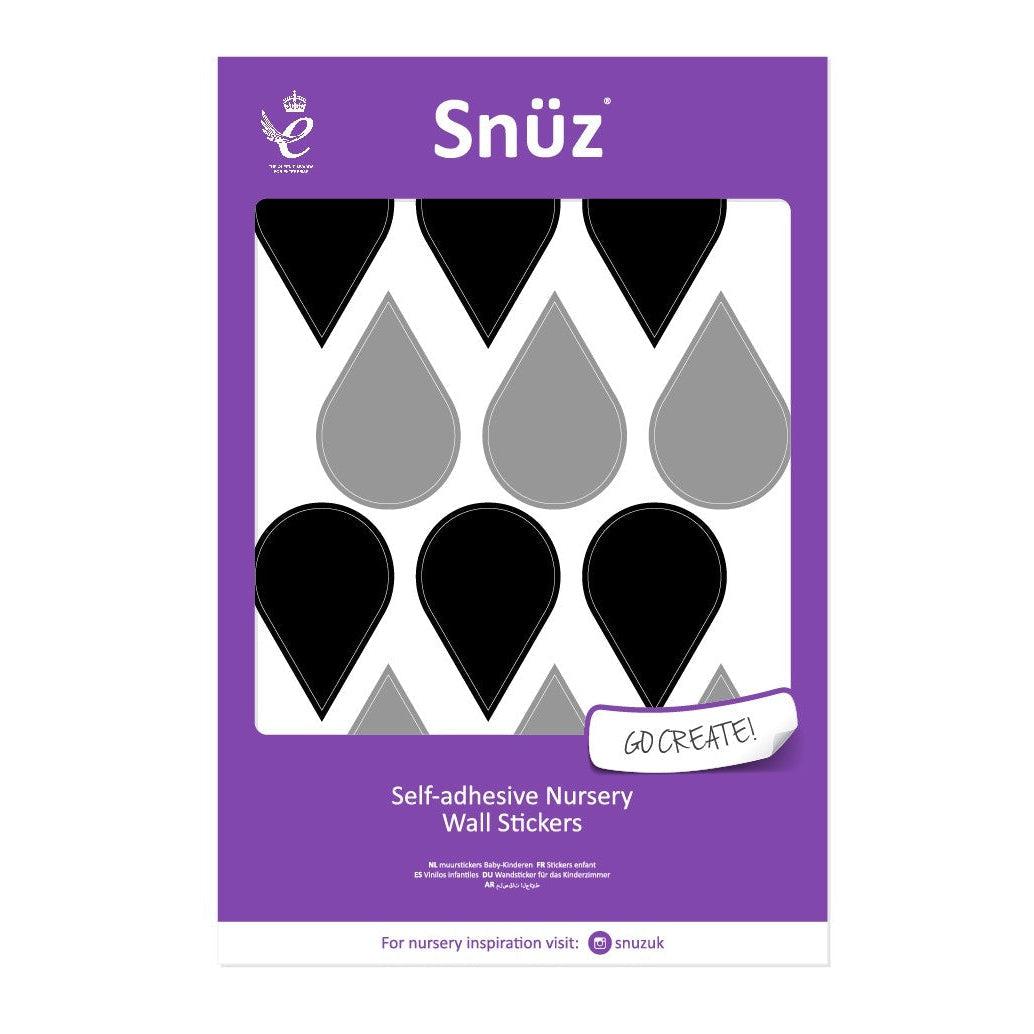 Snuz Nursery Wall Stickers - Black-Grey Raindrops (48pc)