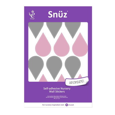 Snuz Nursery Wall Stickers - Pink-Grey Raindrops (48pc)
