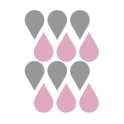 Snuz Nursery Wall Stickers - Pink-Grey Raindrops (48pc)
