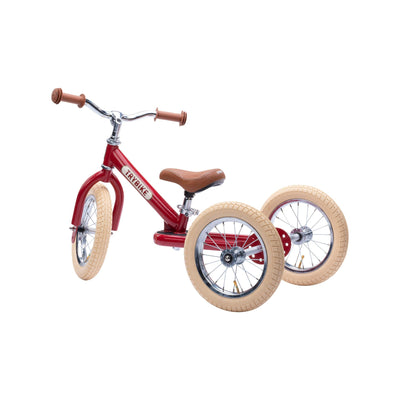 Steel 2-in-1 Balance Bike/Trike - Vintage Red-Balance Bikes, Trikes, and Ride-On Cars-Trybike-Yes Bebe