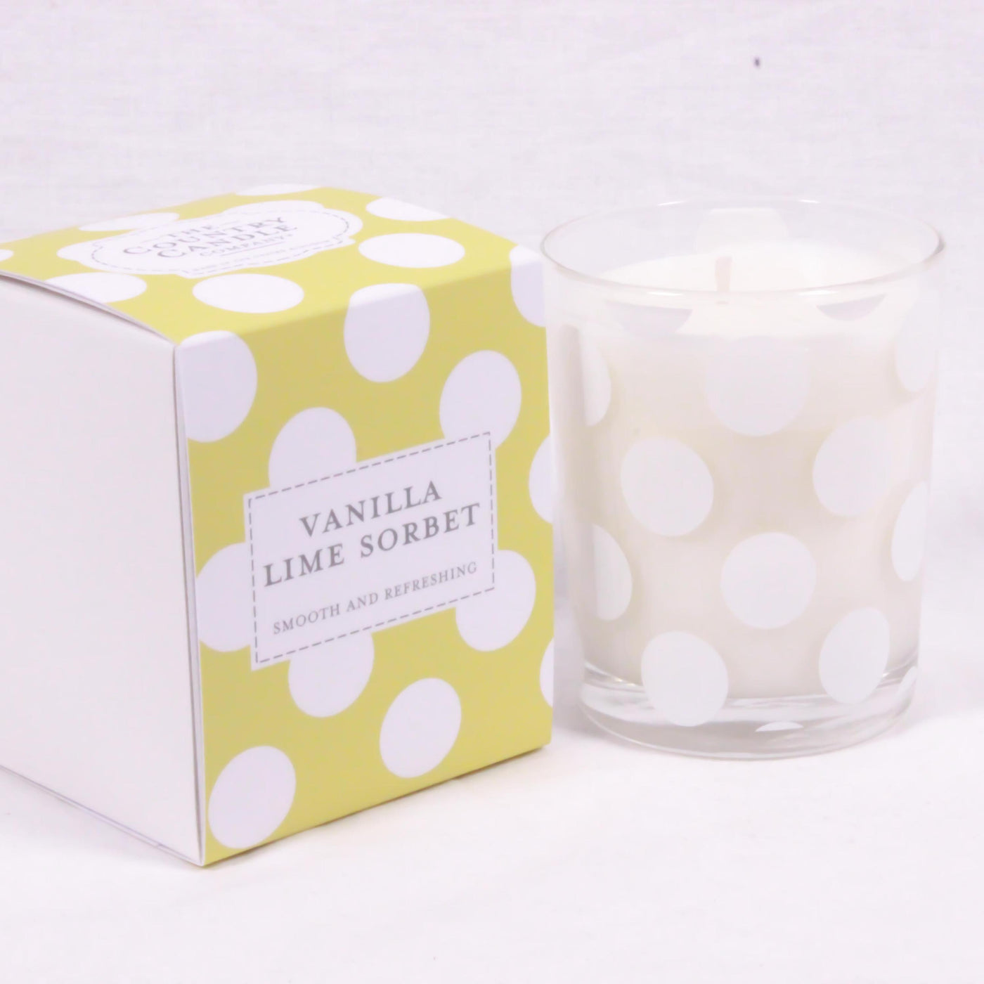 Vanilla Lime Sorbet Polka Dot Glass Candle in Gift Box