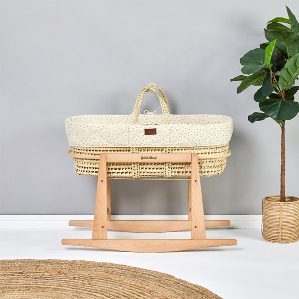 Moses Basket & Rocking Stand Bundle - Printed Linen