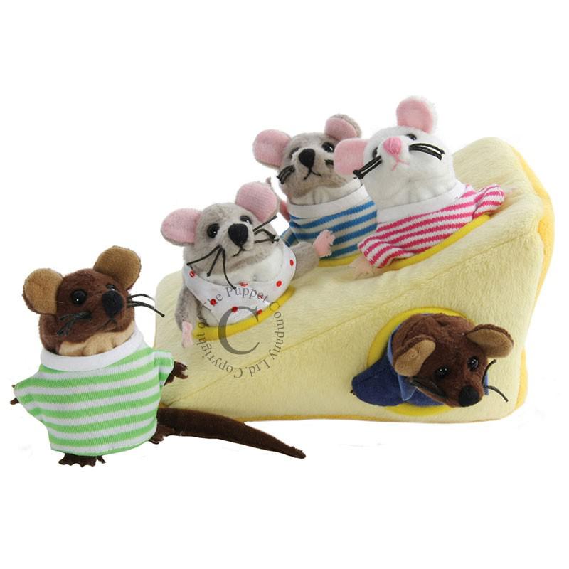 Hide-Away Puppets Mouse Family in Cheese