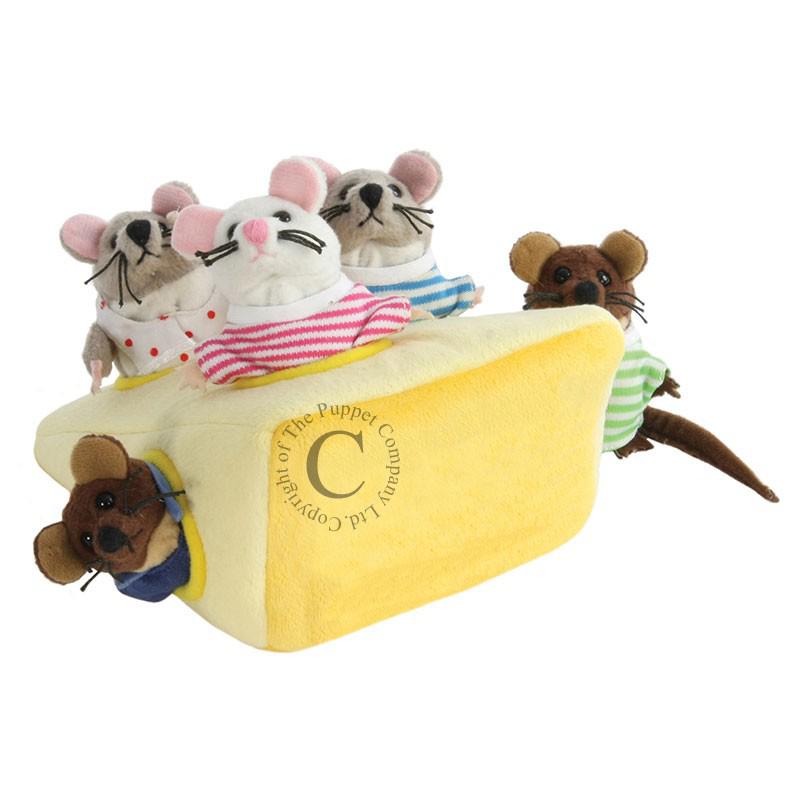 Hide-Away Puppets Mouse Family in Cheese