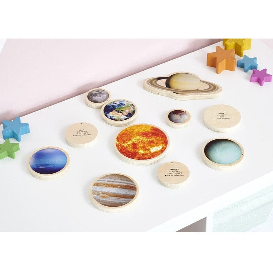TickIT Wooden 11 Piece Solar System Discs