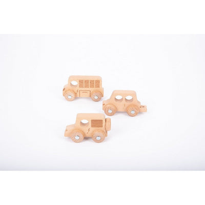 TickIT Natural Wooden City E-Vehicles - Pack of 3