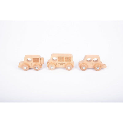 TickIT Natural Wooden City E-Vehicles - Pack of 3