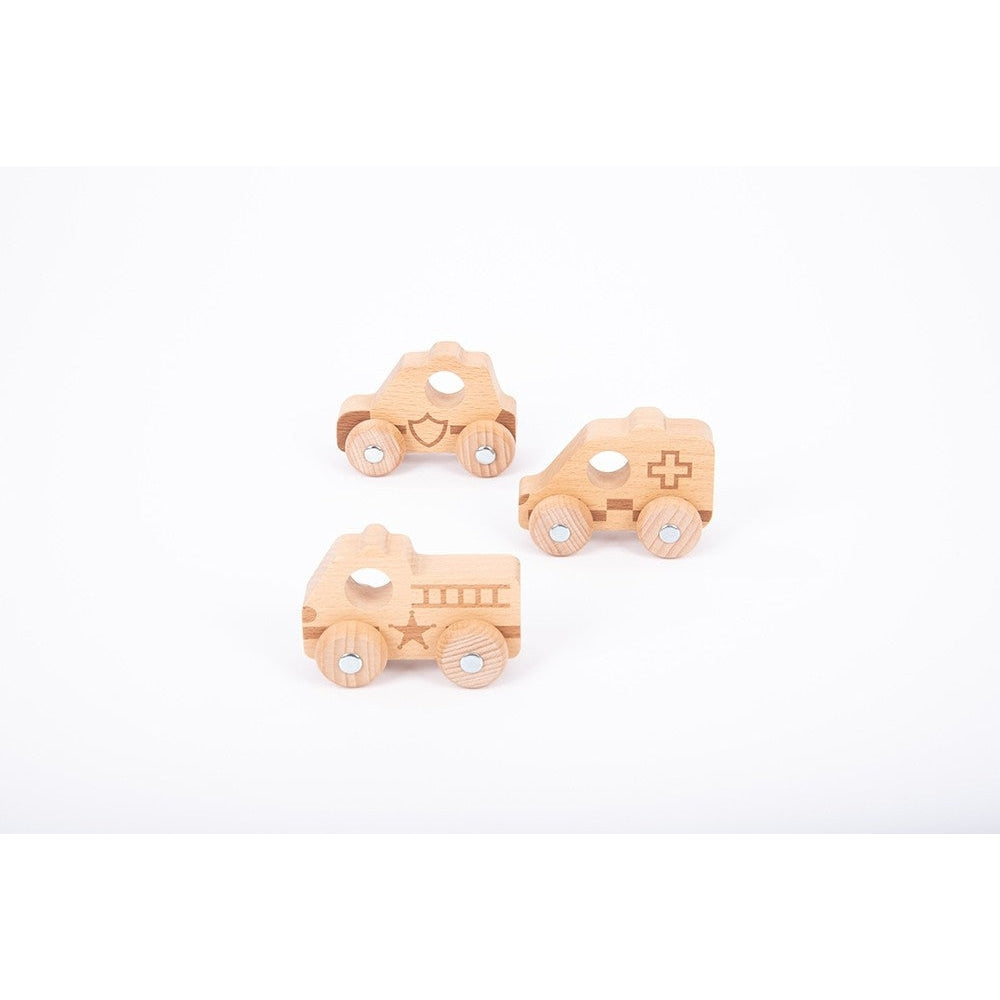 TickIT Natural Wooden Emergency Vehicles - Pack of 3