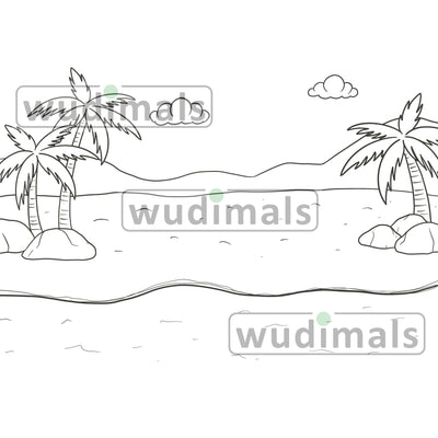 Wudimals® Beachscape Habitat Diorama - Black & White (Digital File)