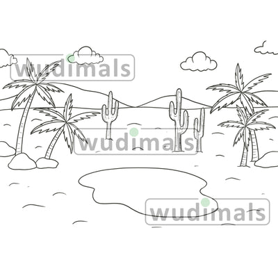 Wudimals® Desert Habitat Diorama - Black & White (Digital File)