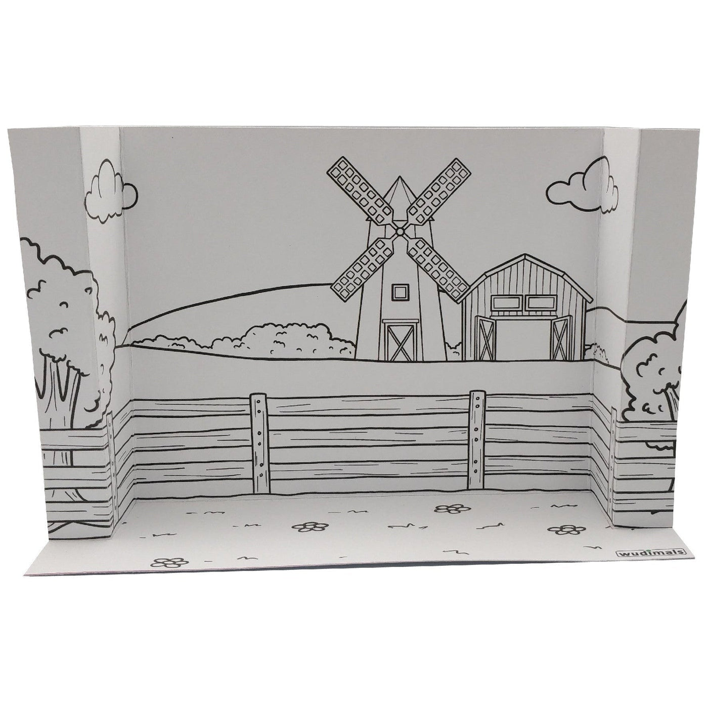 Wudimals® Farm Habitat Diorama - Black & White (Digital File)