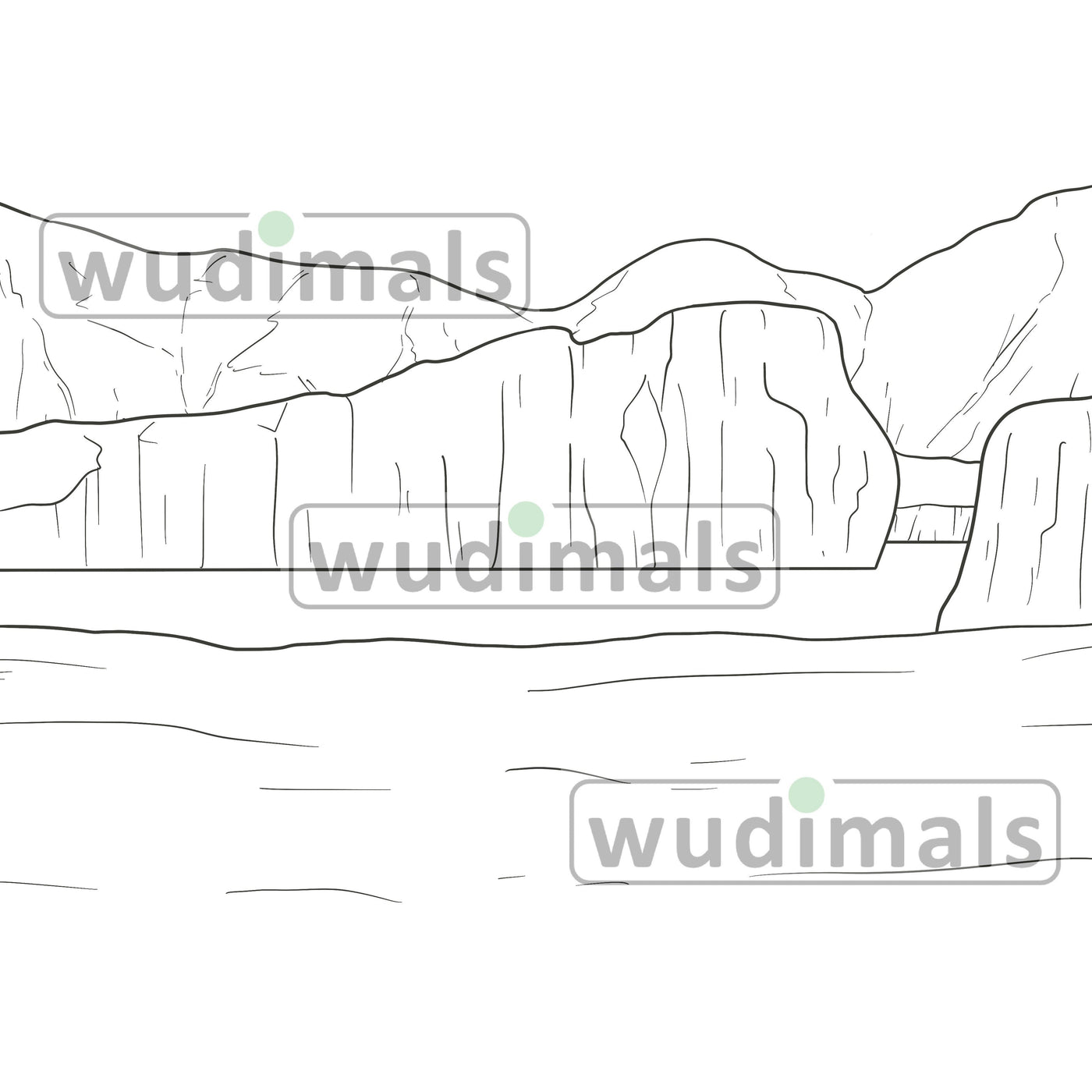 Wudimals® Icescape Habitat Diorama - Black & White (Digital File)