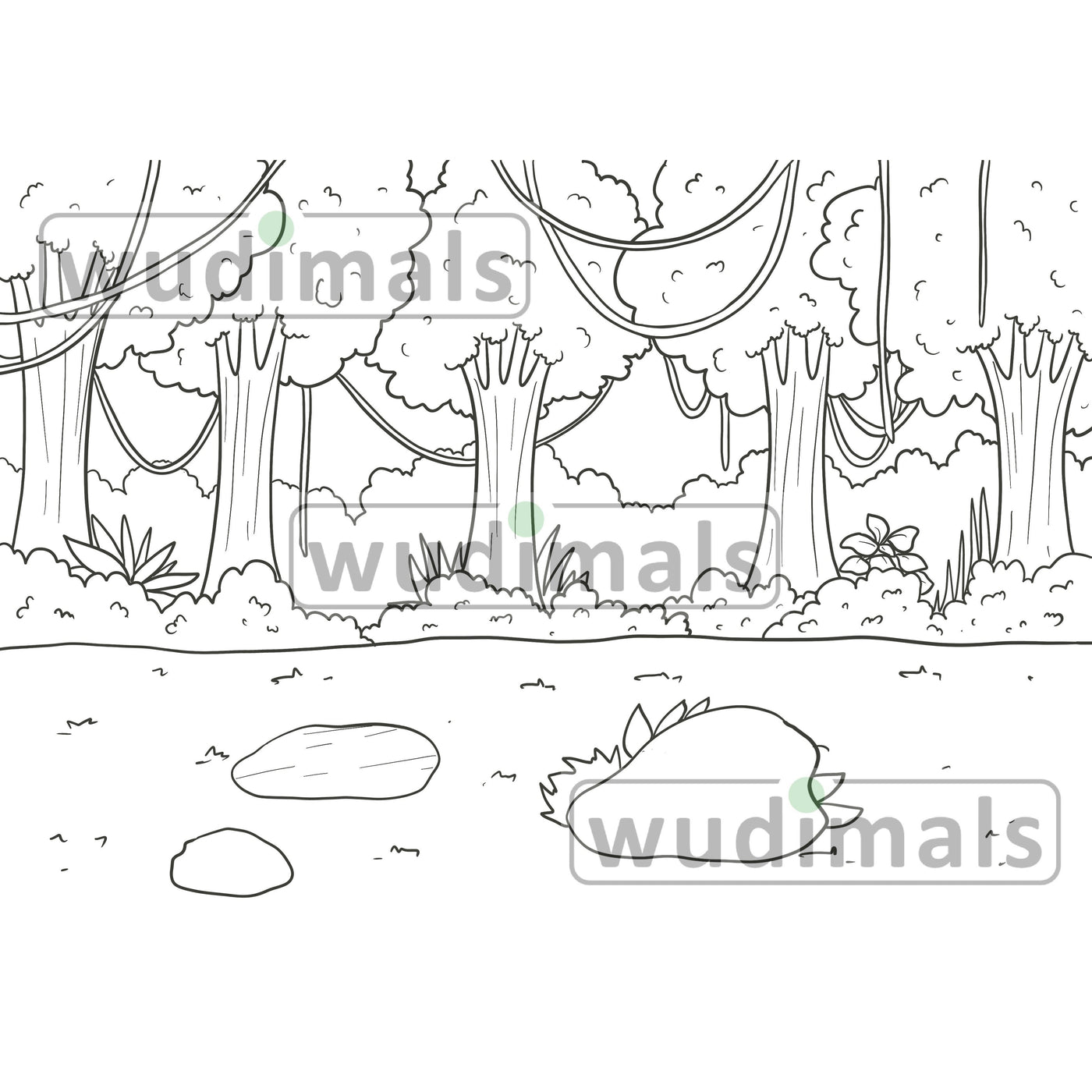 Wudimals® Jungle Habitat Diorama - Black & White (Digital File)