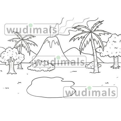Wudimals® Prehistoric Habitat Diorama - Black & White (Digital File)