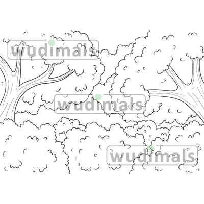 Wudimals® Treetops Habitat Diorama - Black & White (Digital File)