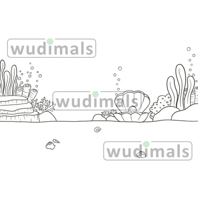 Wudimals® Underwater Habitat Diorama - Black & White (Digital File)