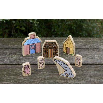 Three Little Pigs Wooden Characters - Yellow Door