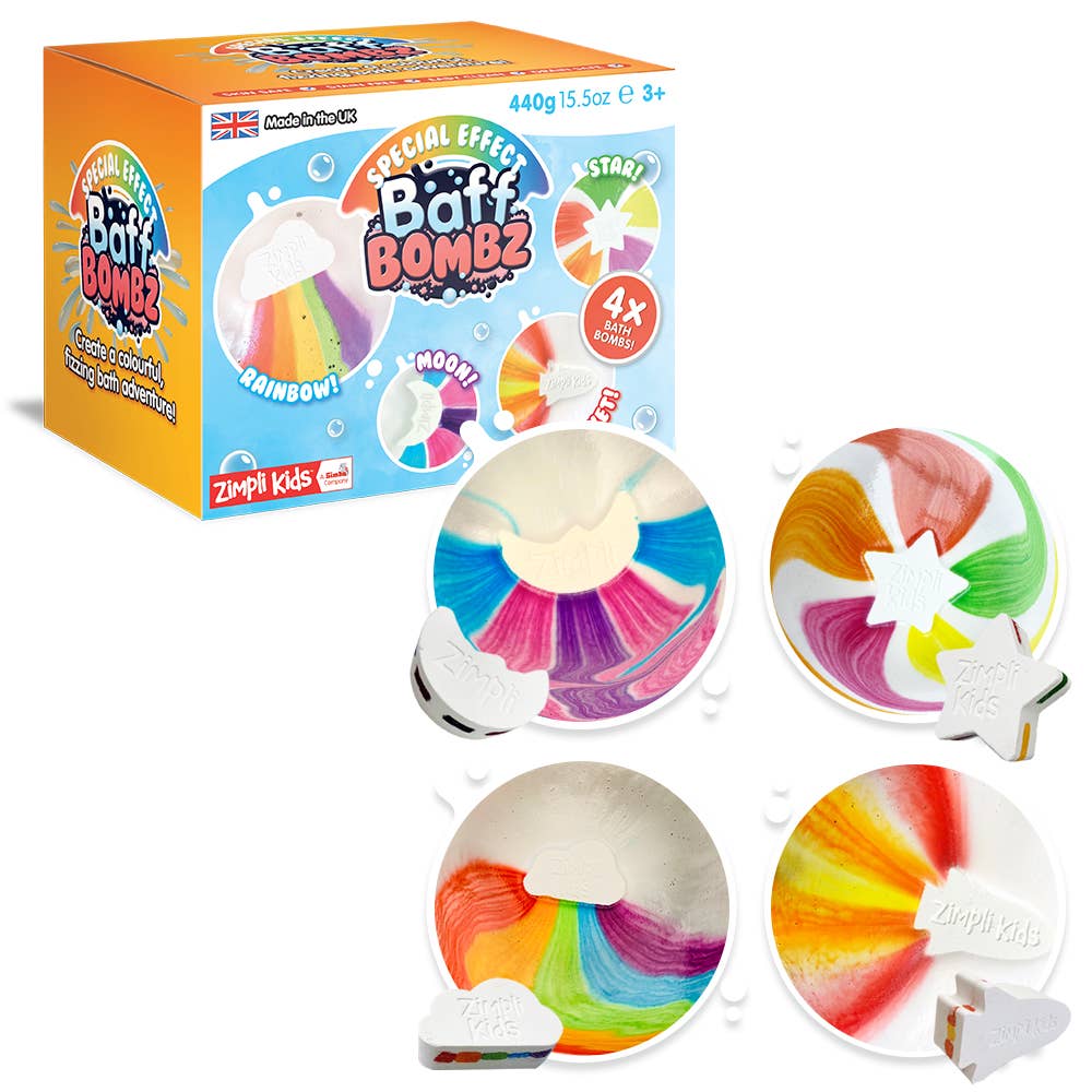 4 Pack Colourful Special Effect Baff Bombz Kids Bath Bomb