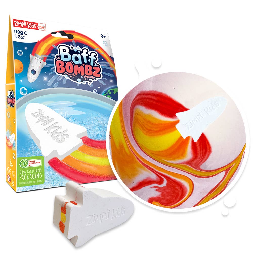 Kids Colour Surprise Rocket Baff Bombz - Bath Bomb Fizz Toy