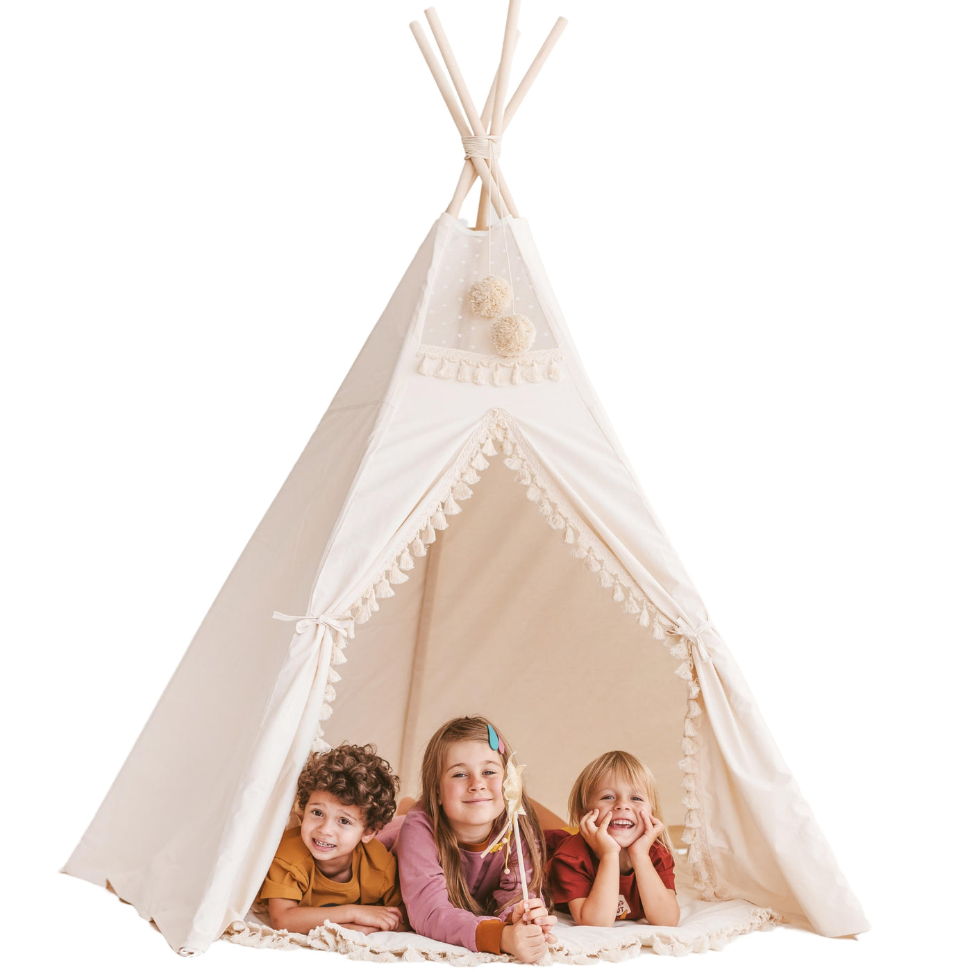 Minicamp Extra Large Indoor Teepee Tent With Tassels Decor In Boho Style-minicamp-Yes Bebe