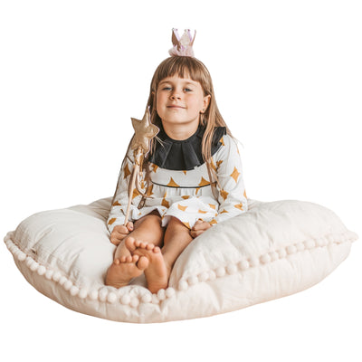 Minicamp Large Floor Cushion With Pom Poms-minicamp-Yes Bebe