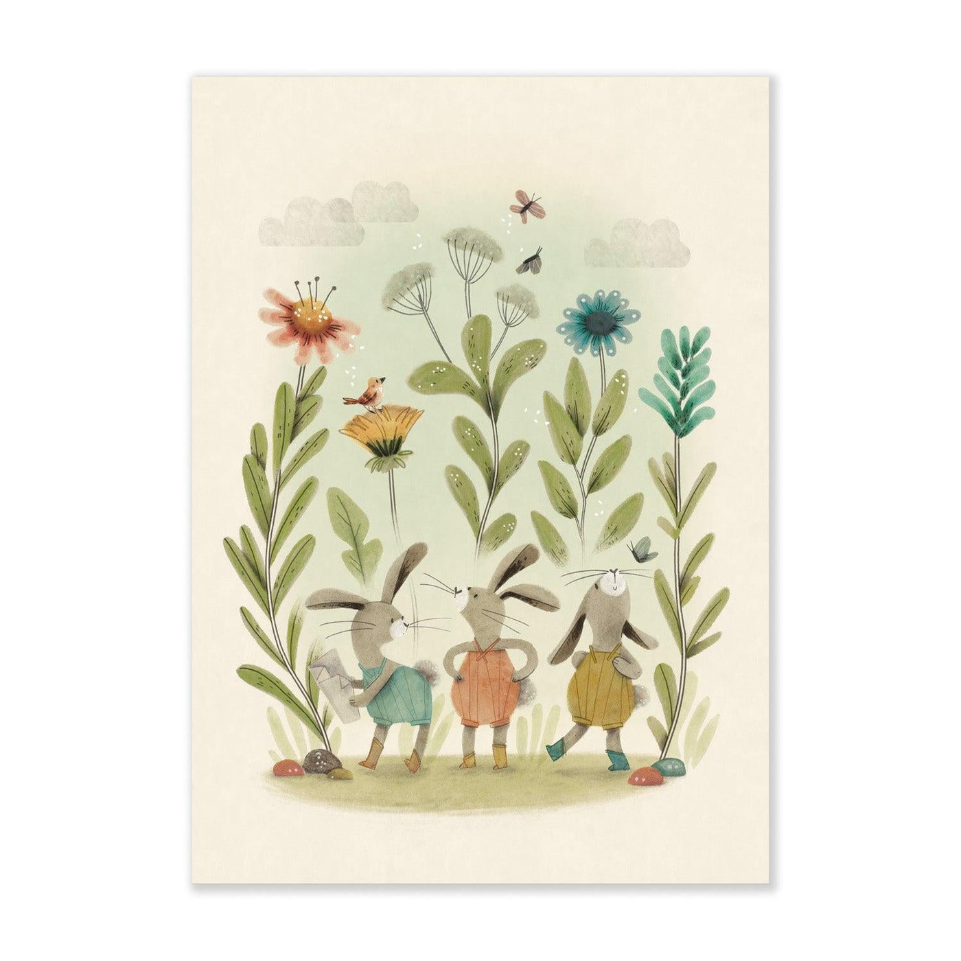 Three Little Rabbits Poster 50 x 70 cm - Trois Petits Lapins-Posters, Prints, & Visual Artwork-Moulin Roty-Yes Bebe