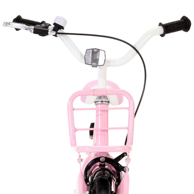 Kids Bike with Front Carrier 14 inch White and Pink-vidaXL-Pink-n/a-Yes Bebe