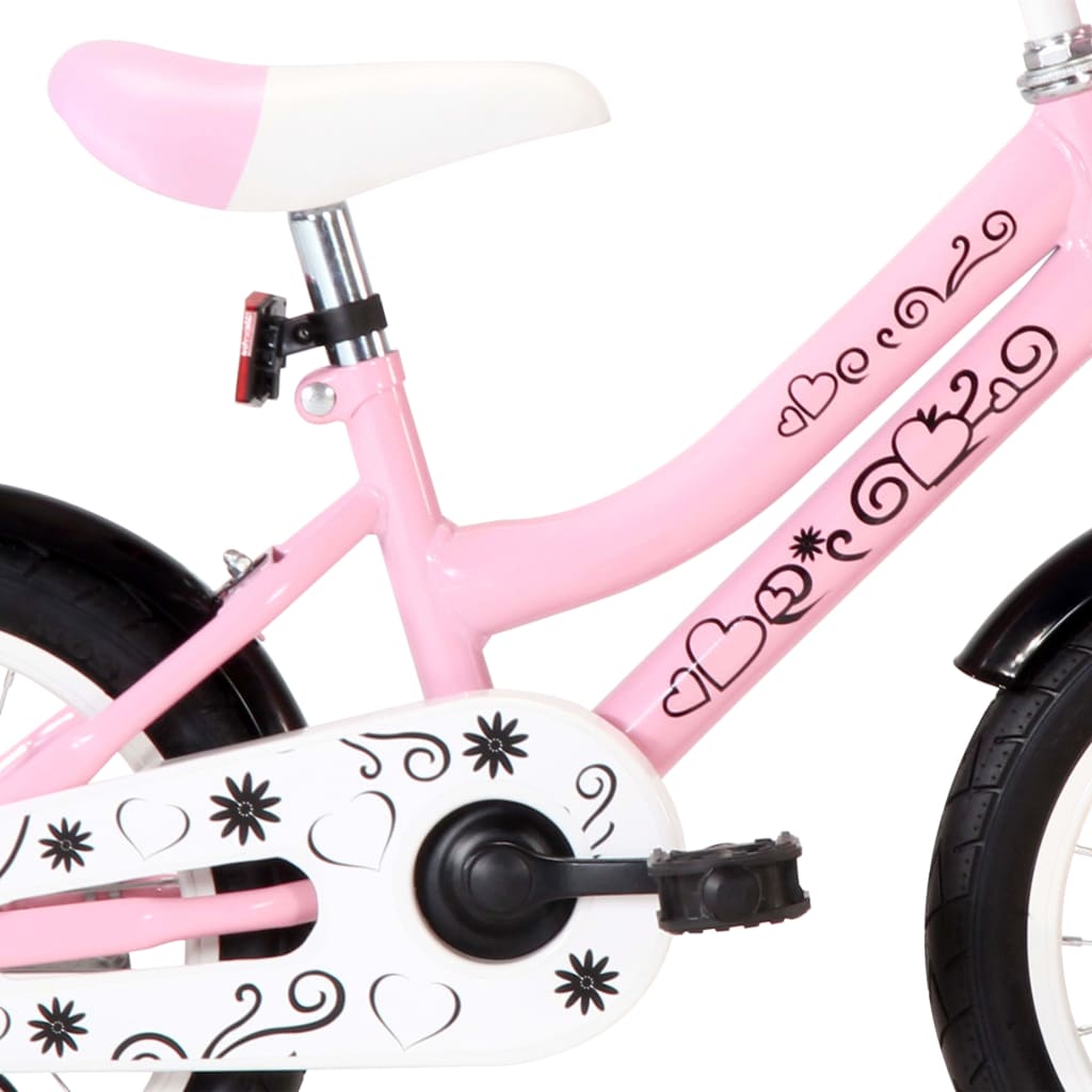 Kids Bike with Front Carrier 14 inch White and Pink-vidaXL-Pink-n/a-Yes Bebe