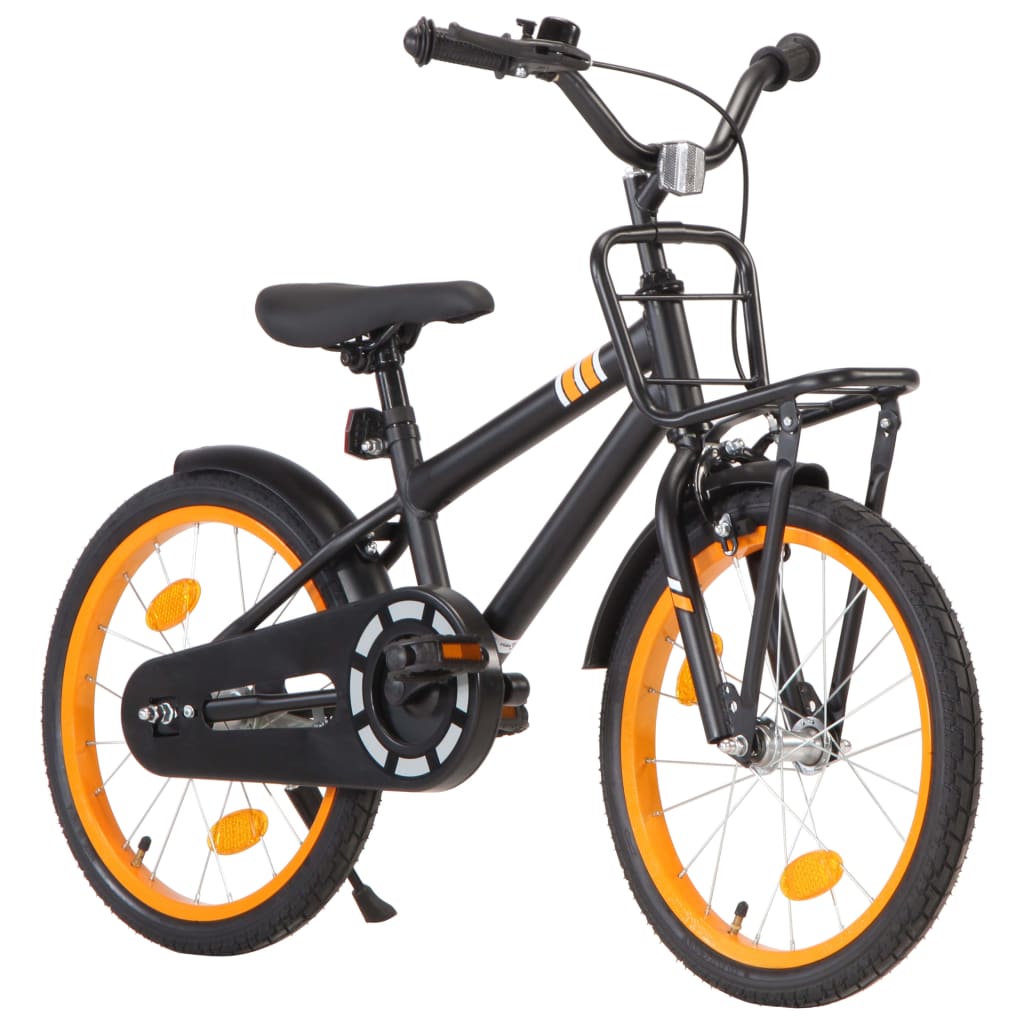 Kids Bike with Front Carrier 18 inch Black and Orange-vidaXL-Orange-n/a-Yes Bebe
