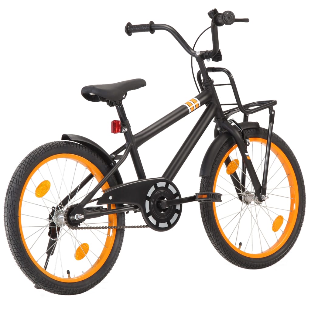 Kids Bike with Front Carrier 20 inch Black and Orange-vidaXL-Orange-n/a-Yes Bebe